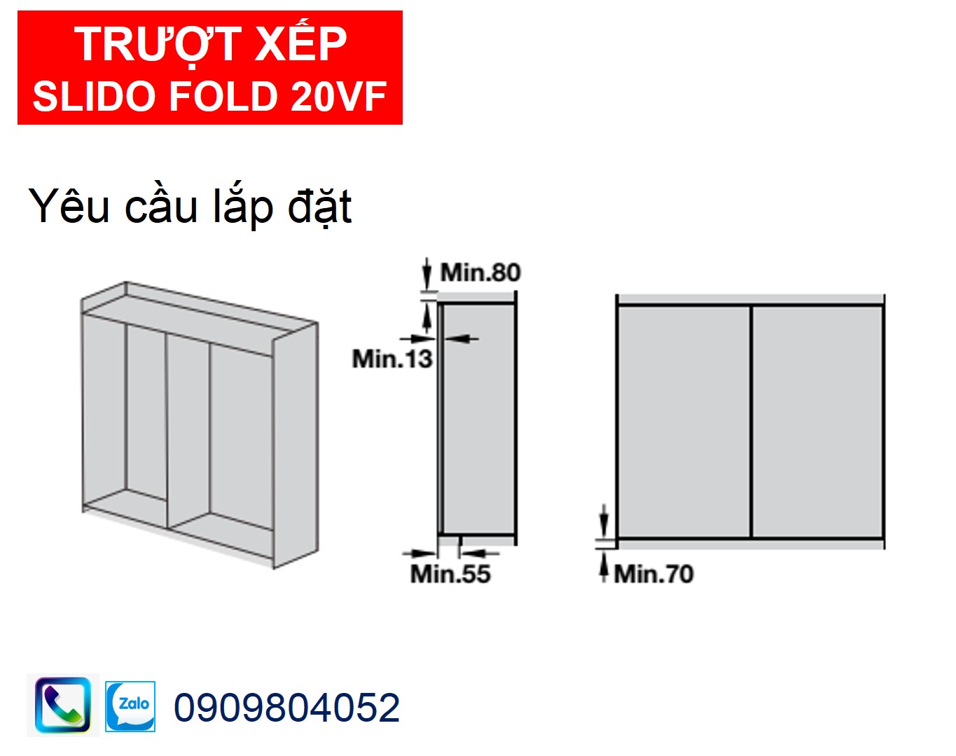 Phụ kiện cửa lùa xếp tủ áo Hafele 401.30.009 cửa 2 cánh trùm ngoài nặng 20kg một cánh