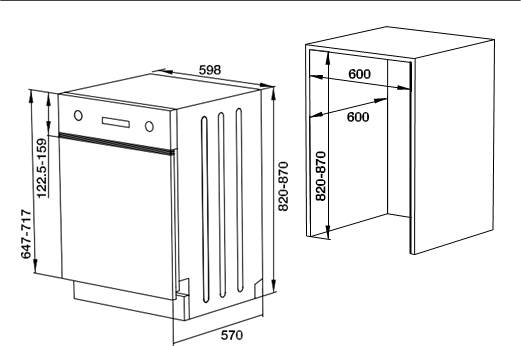 Máy rửa chén Hafele âm bán phần HDW-HI60C MSP 533.23.120