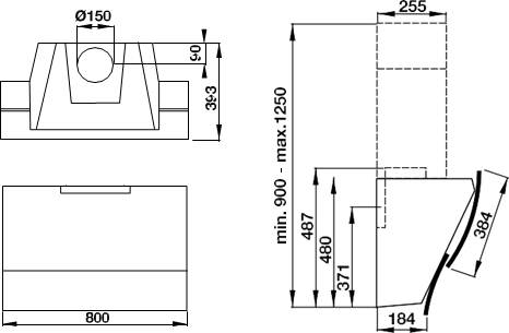 Máy hút mùi gắn tường mặt kính đen WVG80C MSP 538.84.228
