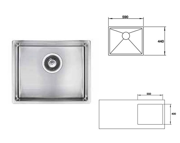 Chậu rửa bát Hafele Inox 1 bồn rộng 590mm 567.20.397