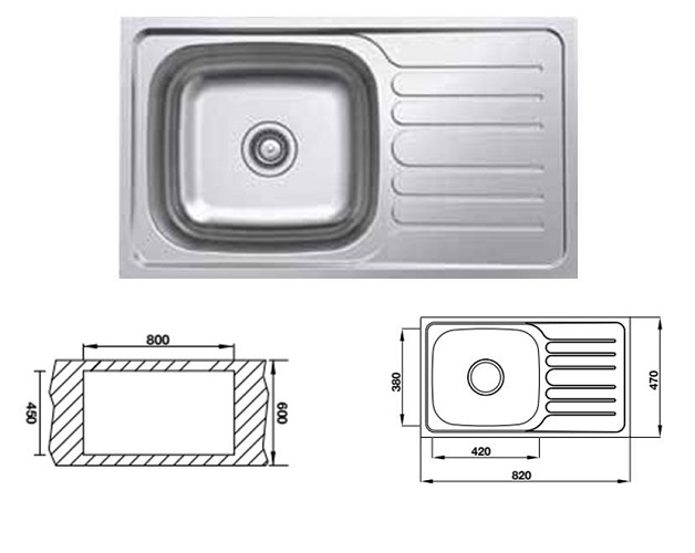 Chậu rửa bát Hafele Inox 1 bồn rộng 820mm 567.23.093