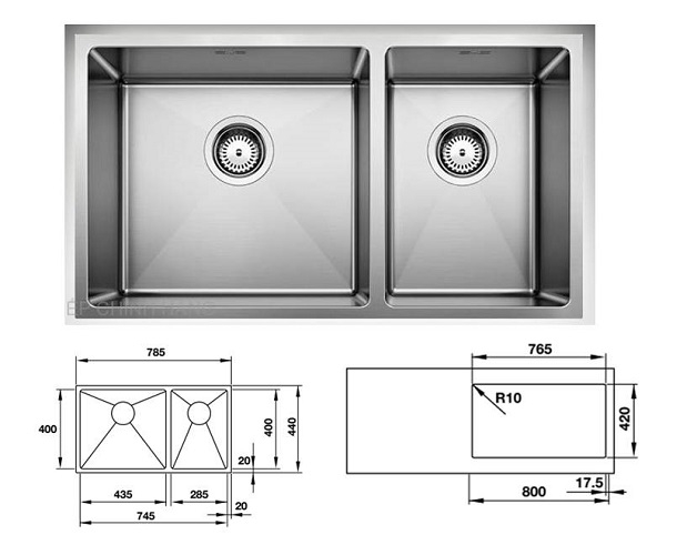 Châu rửa bát Inox blanco Quatrus R15 435/285-IU 570.27.179