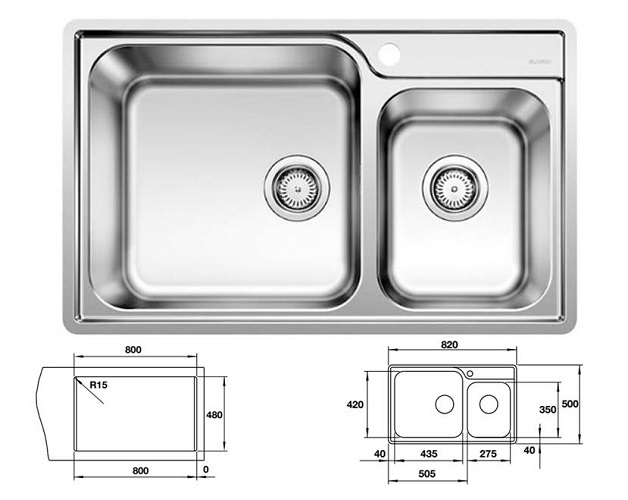 Châu rửa bát Inox blanco Lemis XL 8 - IF 570.27.189