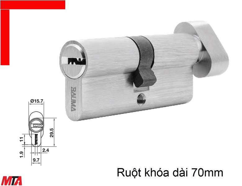 Khóa cửa Bauma Hafele 916.87.826 ruột khóa đầu vặn đầu chìa