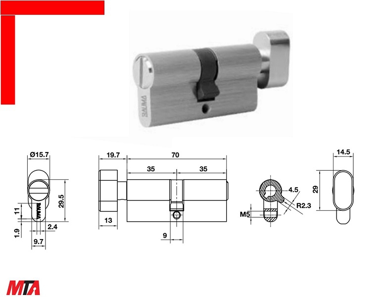 Ruột khóa vệ sinh 70 S ...