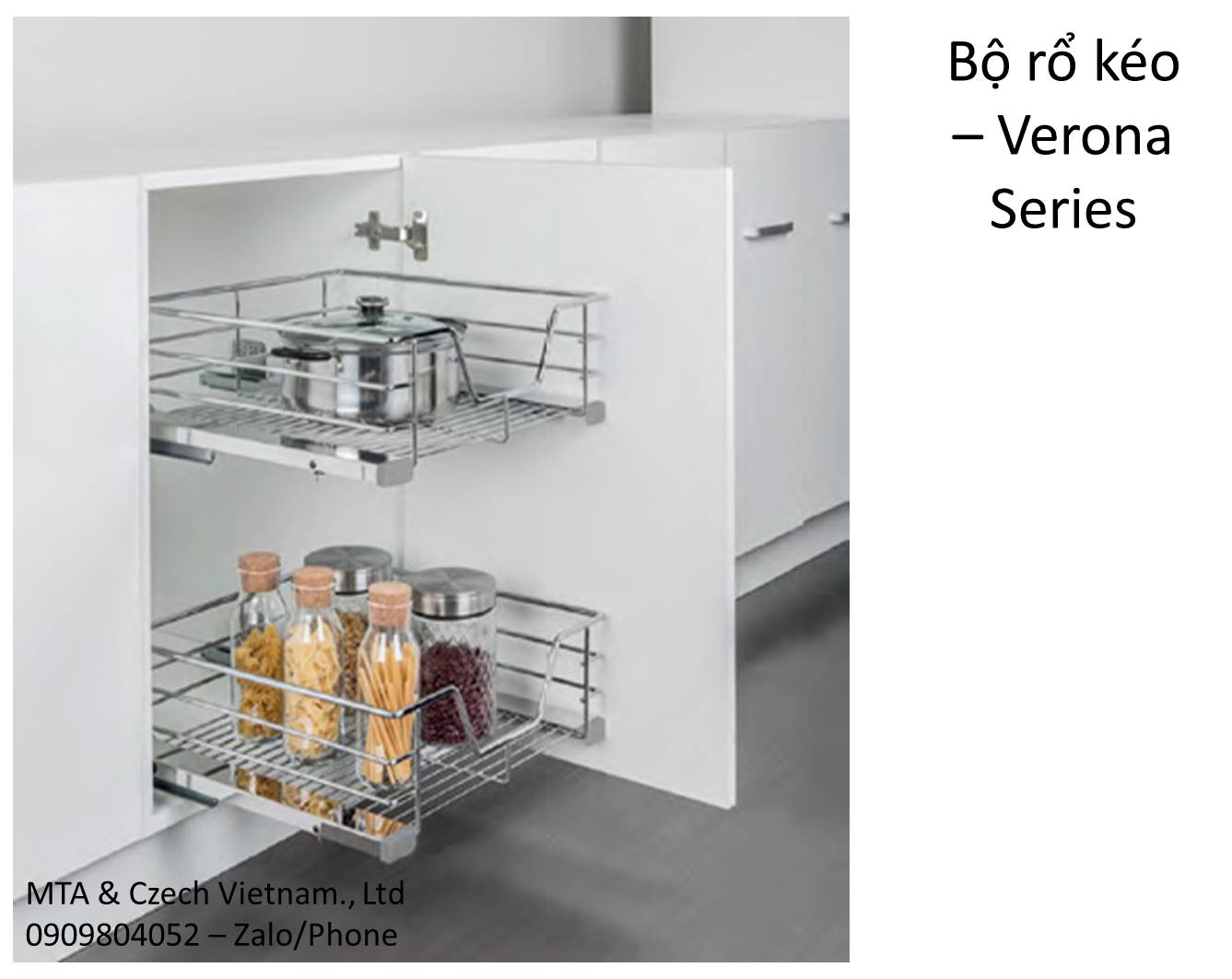 Rổ kéo cho cánh mở úp xoong nồi chai lọ R.600mm VERONA series 549.03.134