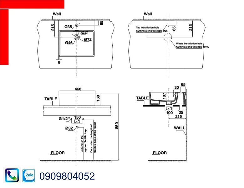 Chậu rửa mặt Lavabo Hafele Saporo 588.79.002 chậu sứ đặt bàn