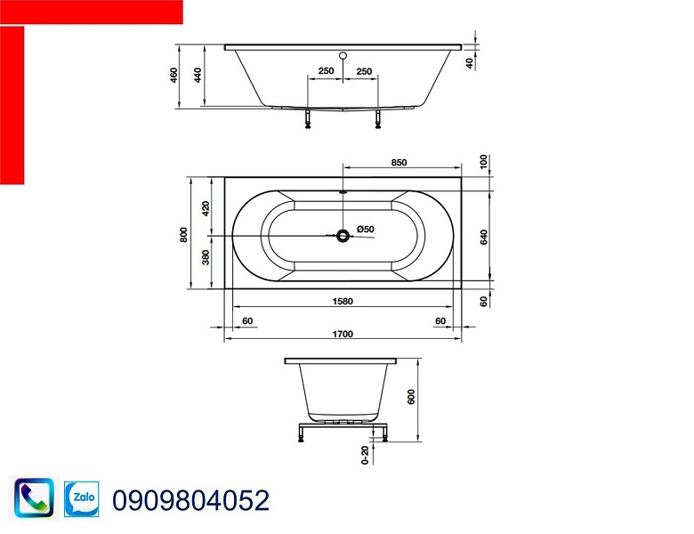Bồn tắm âm Nagoya Hafele 588.79.600 hình bầu dục
