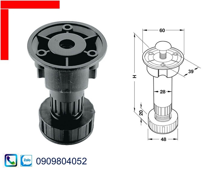 Chân tủ bằng nhựa Hafele 637.45.326 chiều cao 100mm