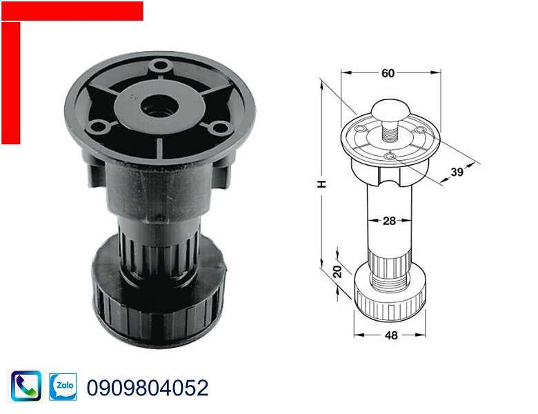 Chân tủ bằng nhựa Hafele 637.45.344 chiều cao 120mm