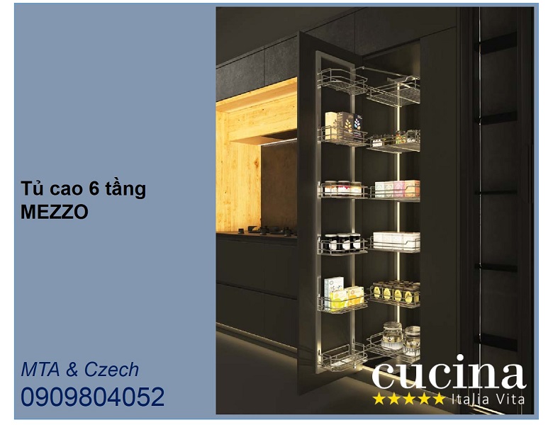 Phụ kiện tủ bếp đứng 6 tầng Cucina Dolce 548.65.232 mạ chrome