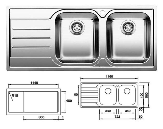 Châu rửa bát Inox blanco Dinas 8S 570.25.209