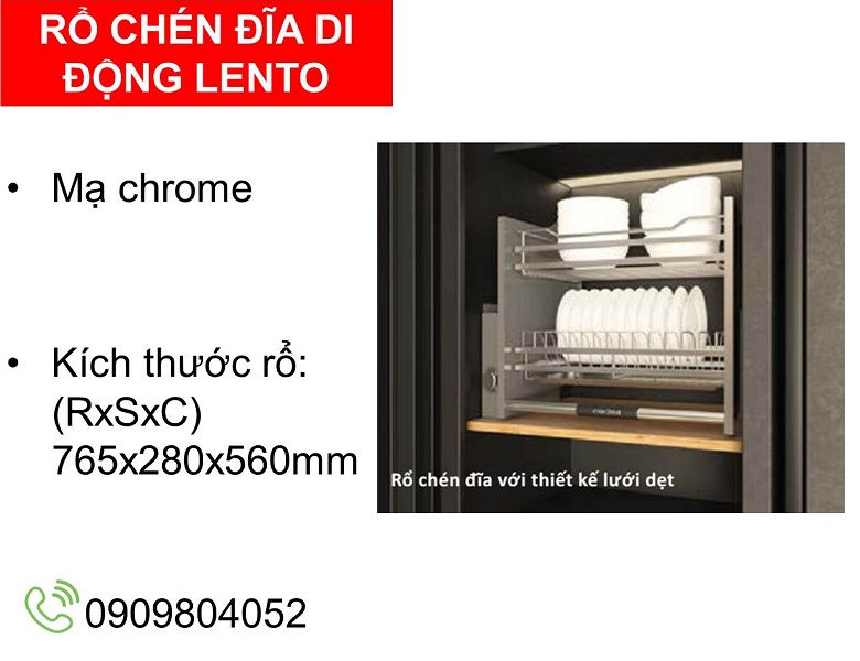Gía nâng hạ bát đĩa Cucina Lento 504.76.217 mạ chrome lưới dẹt tủ rộng 800mm