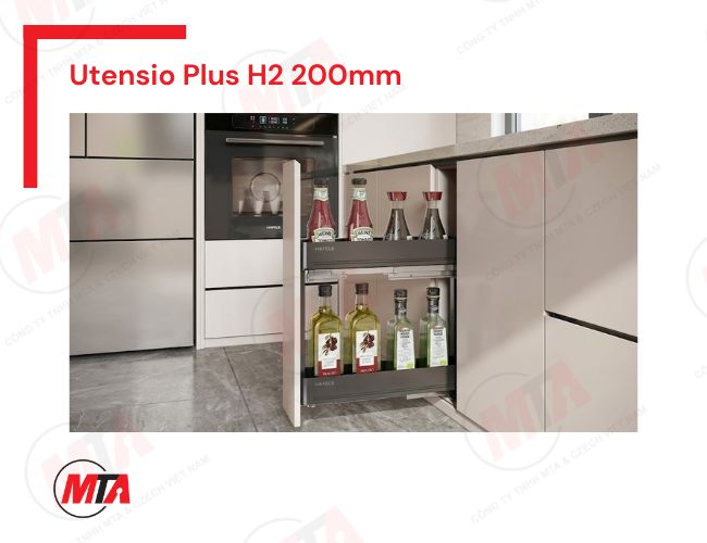 Kệ gia vị Hafele UTENSIO Plus H2 545.14.322 - Giải pháp tối ưu khoang tủ dưới hẹp, rộng 200mm