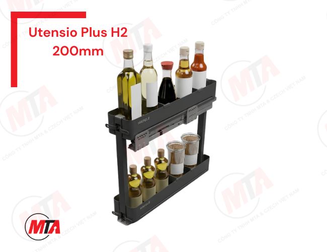 Kệ gia vị Hafele UTENSIO Plus H2 545.14.322 - Giải pháp tối ưu khoang tủ dưới hẹp, rộng 200mm