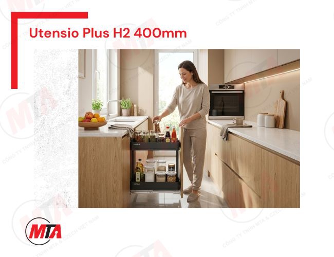 Kệ gia vị Hafele UTENSIO Plus H2 545.14.324 - Kệ kéo 2 tầng cho tủ bếp dưới rộng 400mm