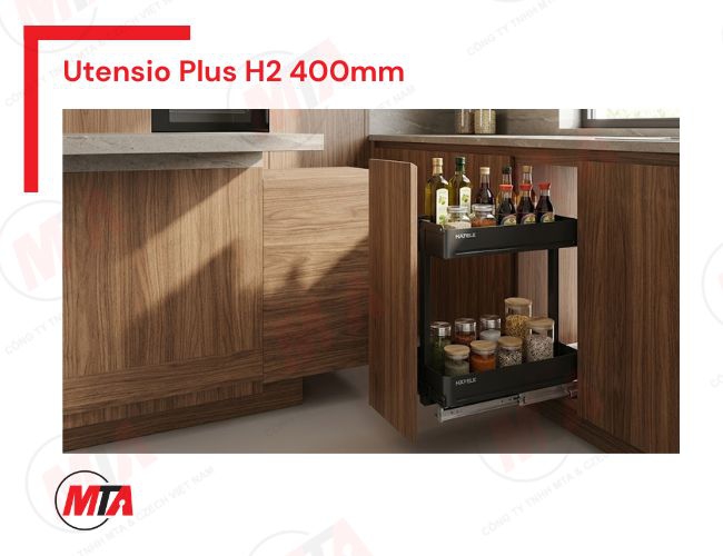 Kệ gia vị Hafele UTENSIO Plus H2 545.14.324 - Kệ kéo 2 tầng cho tủ bếp dưới rộng 400mm