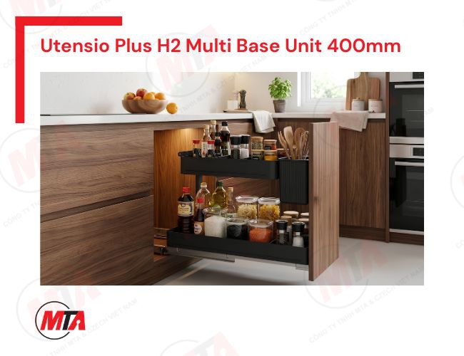 Kệ gia vị Hafele UTENSIO Plus H2 545.14.302 - Kệ kéo 2 tầng cho tủ bếp dưới rộng 400mm
