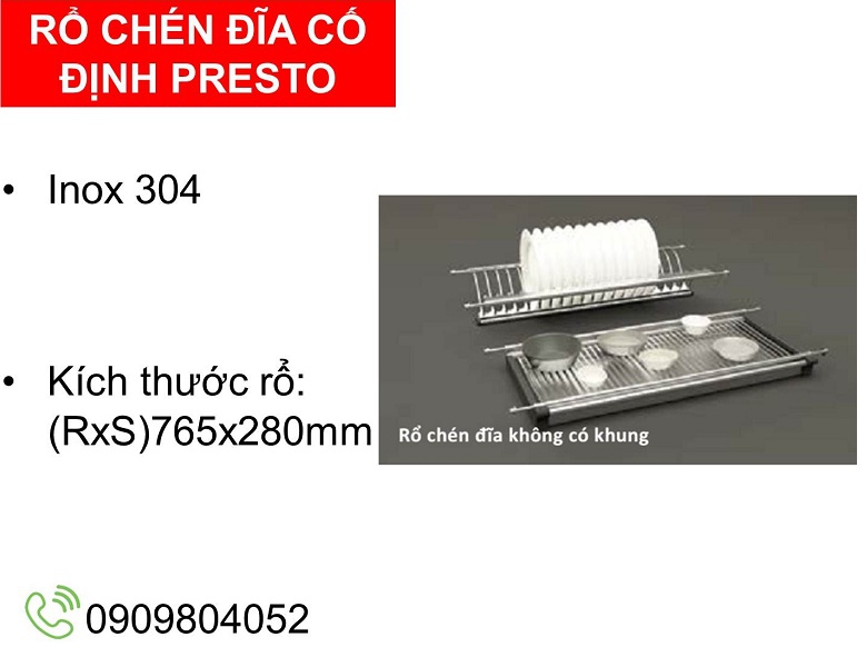 Kệ để chén đĩa 2 tầng cố định Cucina 544.40.027 Inox 304 không khung R.765xS.280mm