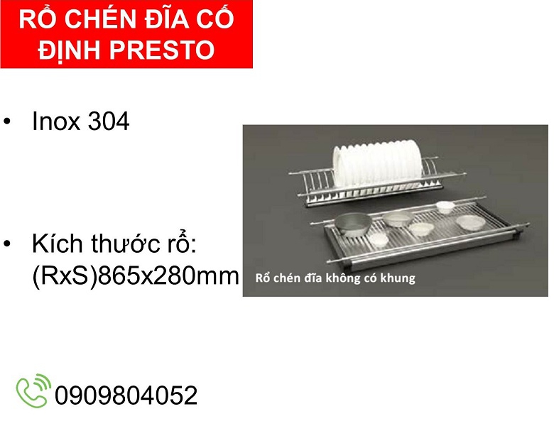 Kệ để chén đĩa 2 tầng cố định Cucina 544.40.028 Inox 304 không khung R.865xS.280mm