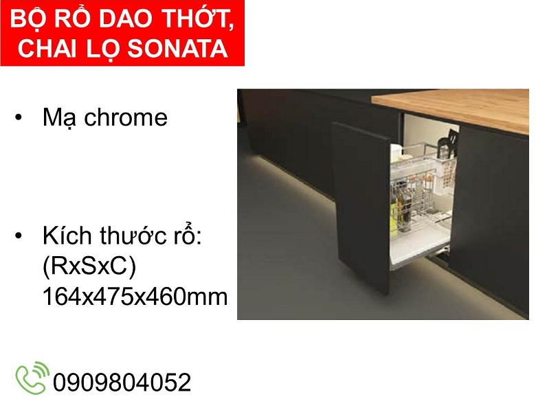 Kệ để dao thớt chai lọ Cucina Sonata 549.20.211 mạ chrome R.164xS.475xC.460mm