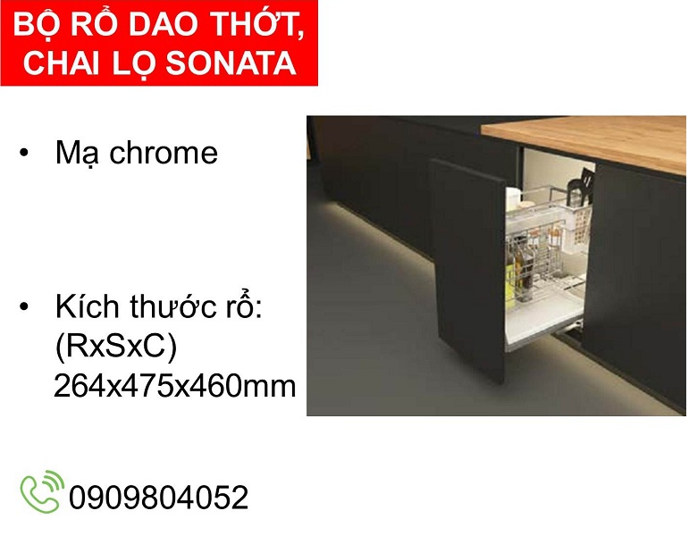 Kệ để dao thớt, chai lọ Cucina Sonata 549.20.213 mạ chrome R.264xS.475xC.460mm