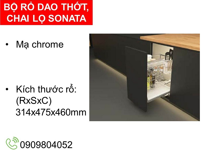 Kệ để dao thớt, chai lọ Cucina Sonata 549.20.214 mạ chrome R.314xS.475xC.460mm