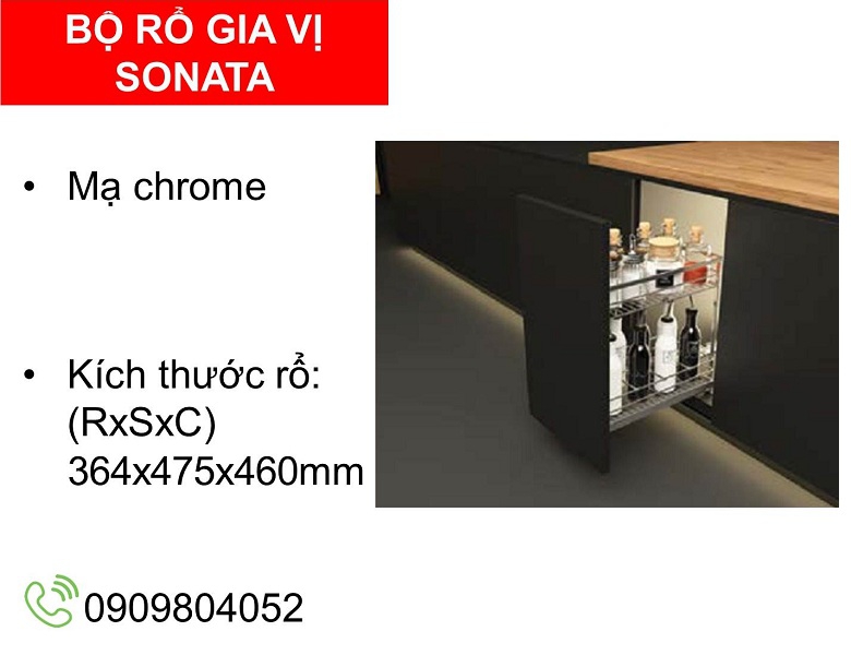 Kệ để gia vị Cucina Sonata 549.20.235 mạ chrome R.364xS.475xC.460mm