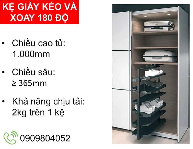 Kệ giày kéo và xoay 180 ...