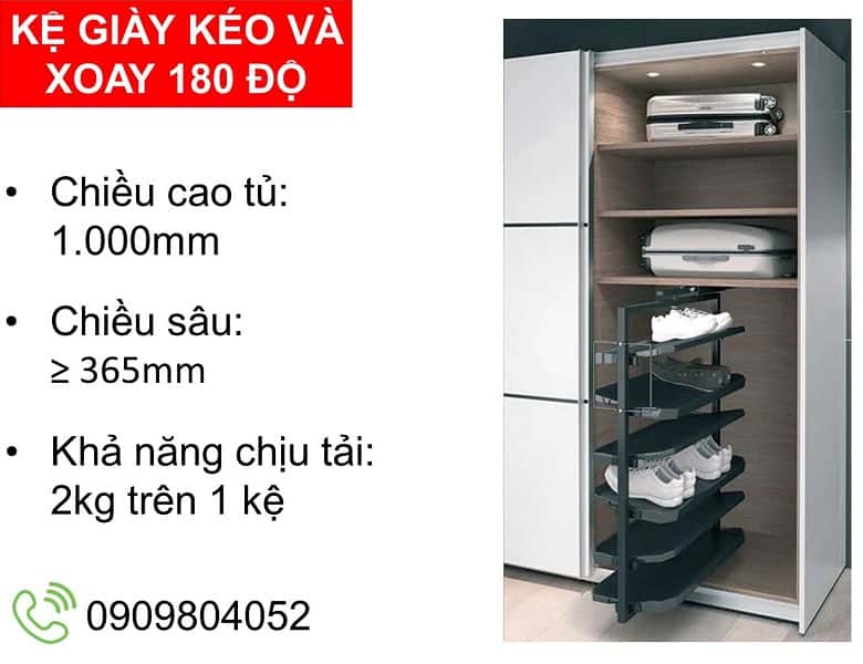 Kệ giày kéo và xoay 180 ...
