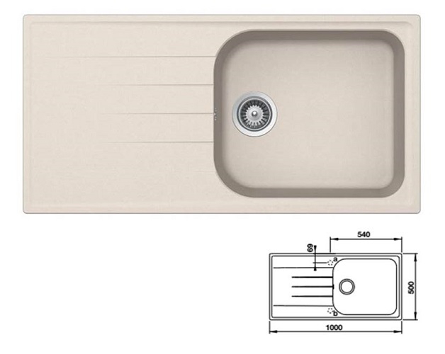 Châu rửa bát Hafele đá Julius HS-GDS10050 màu kem 570.36.450
