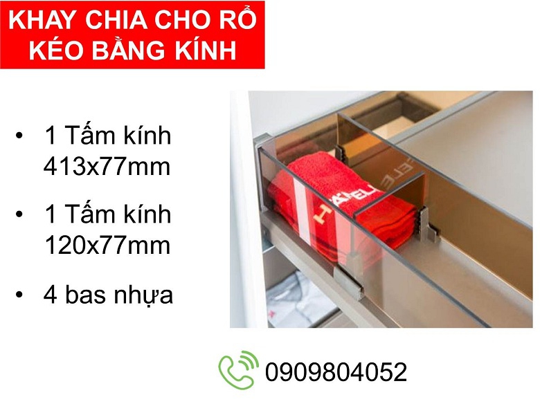 Khay chia cho rổ kéo bằng kính Hafele 807.96.820 màu trắng