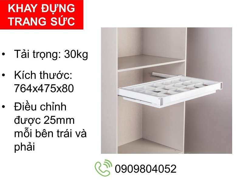 Khay đựng trang sức Hafele 807.95.803 R.800mm màu trắng