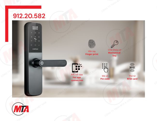 Khóa điện tử Hafele DL6100 MSP 912.20.582 - Giải pháp khóa thông minh kết nối App cho cửa gỗ mở xoay