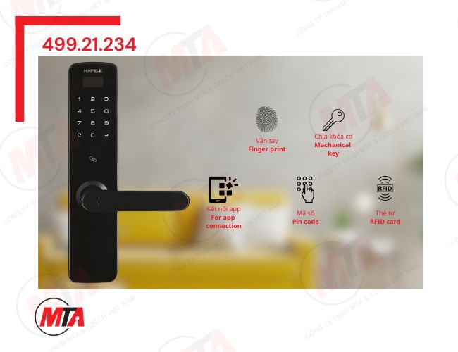 Khóa điện tử Hafele Seven ML2503B MSP 499.21.234 - Giải pháp khóa thông minh kết nối App cho cửa gỗ