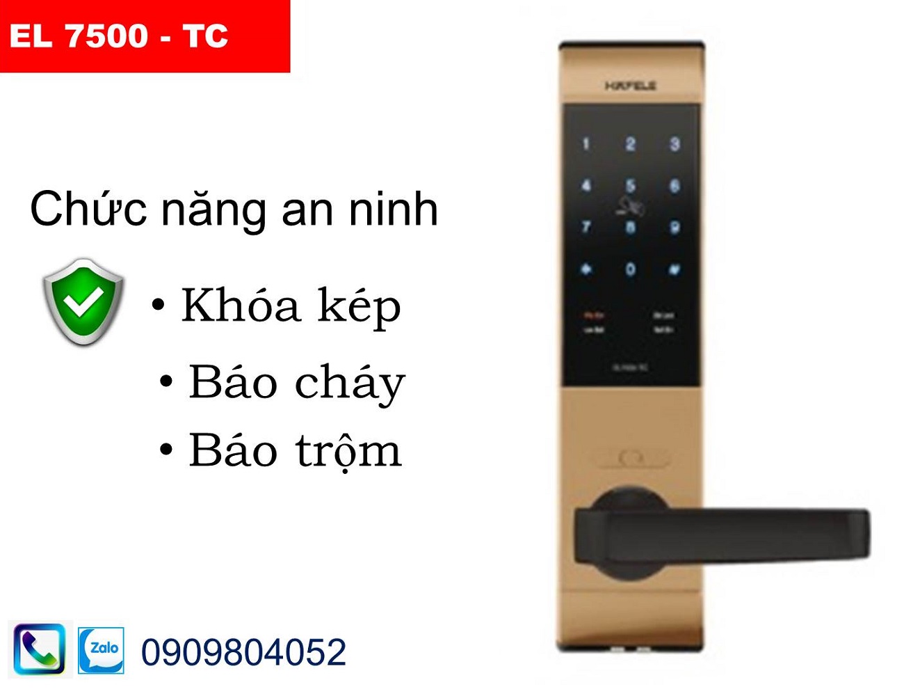 Khóa điện tử Hafele EL7500 thân nhỏ màu hồng 912.20.558