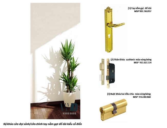 Bộ khóa cửa đồng màu vàng 901.98.097