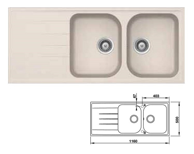 Châu rửa bát Hafele đá Julius HS-GDD11650 màu kem 570.35.460