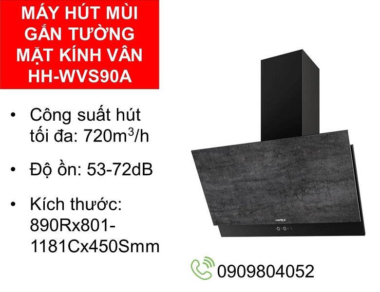Máy hút mùi gắn tường mặt kính vân Hafele HH-WVS90A 533.86.003