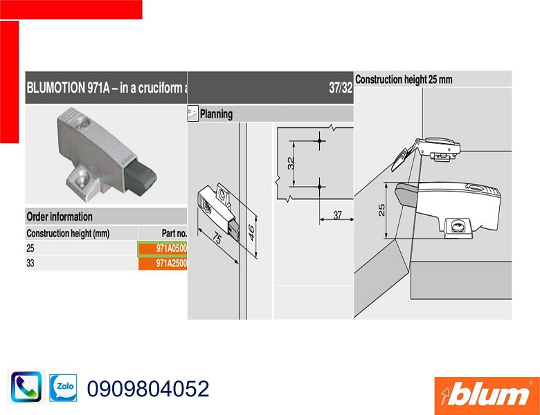 Nêm giảm chấn Blum 971A0500 có đế