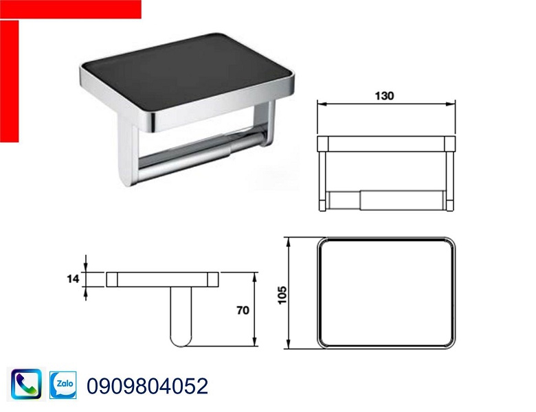 Gía treo giấy vệ sinh mặt kính đen 495.80.233