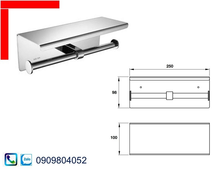 Phụ kiện nhà tắm Hafele 483.56.000 giá treo giấy vệ sinh đôi có kệ