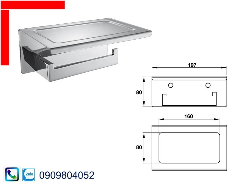 Phụ kiện nhà tắm Hafele 483.56.001 giá treo giấy vệ sinh có kệ