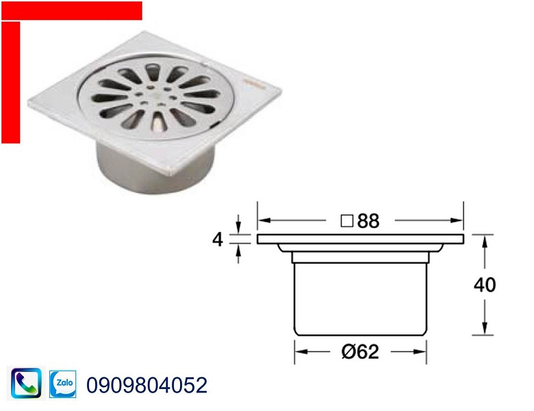 Phụ kiện nhà tắm Hafele 495.60.803 thoát sàn 88mm
