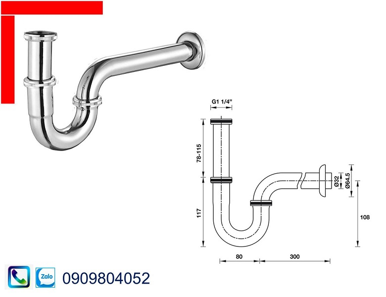 Phụ kiện nhà tắm Hafele 495.61.241 bẫy nước S-Trap