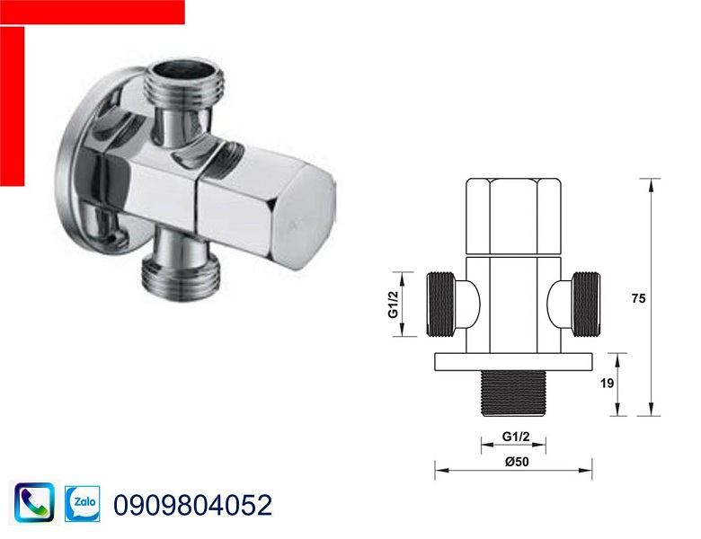 Phụ kiện nhà tắm Hafele 495.61.252 van khóa nước dạng lục giác 2 đường nước