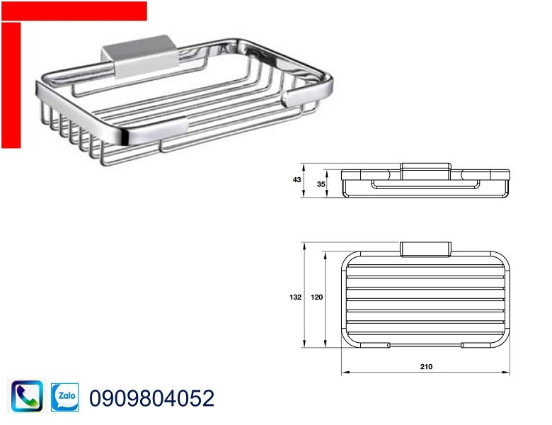 Phụ kiện nhà tắm Hafele 495.80.013 kệ vuông màu chrome