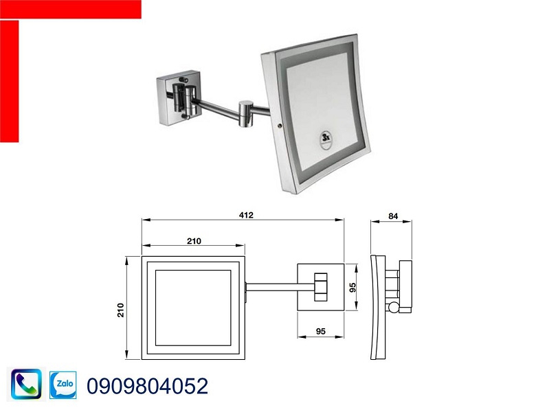 Phụ kiện nhà tắm Hafele 495.81.006 gương phóng đại có đèn led