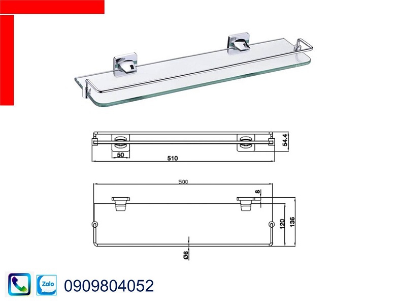Phụ kiện nhà tắm Hafele Fortune 580.41.430 kệ kính