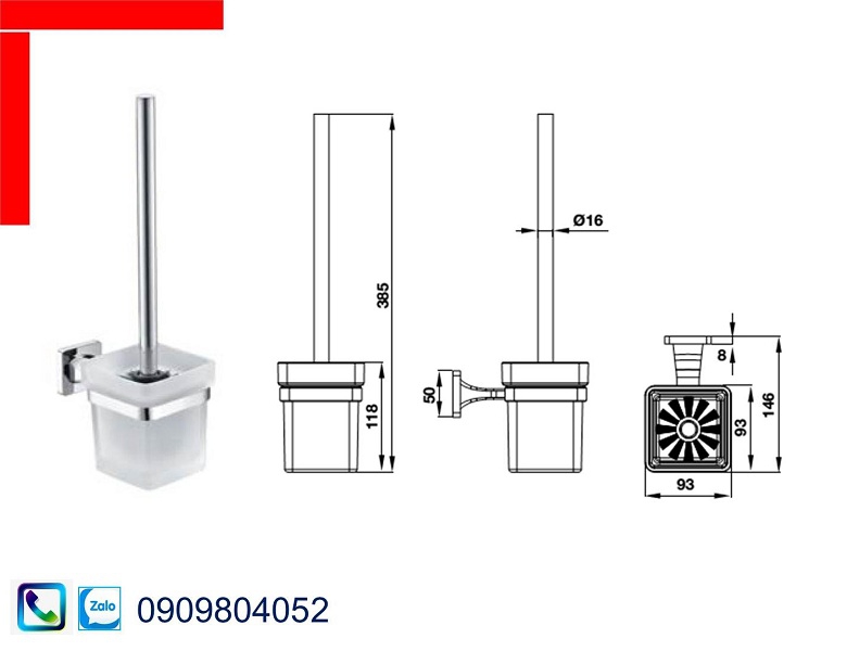 Phụ kiện nhà tắm Hafele Fortune 580.41.450 giá treo cọ vệ sinh màu chrome